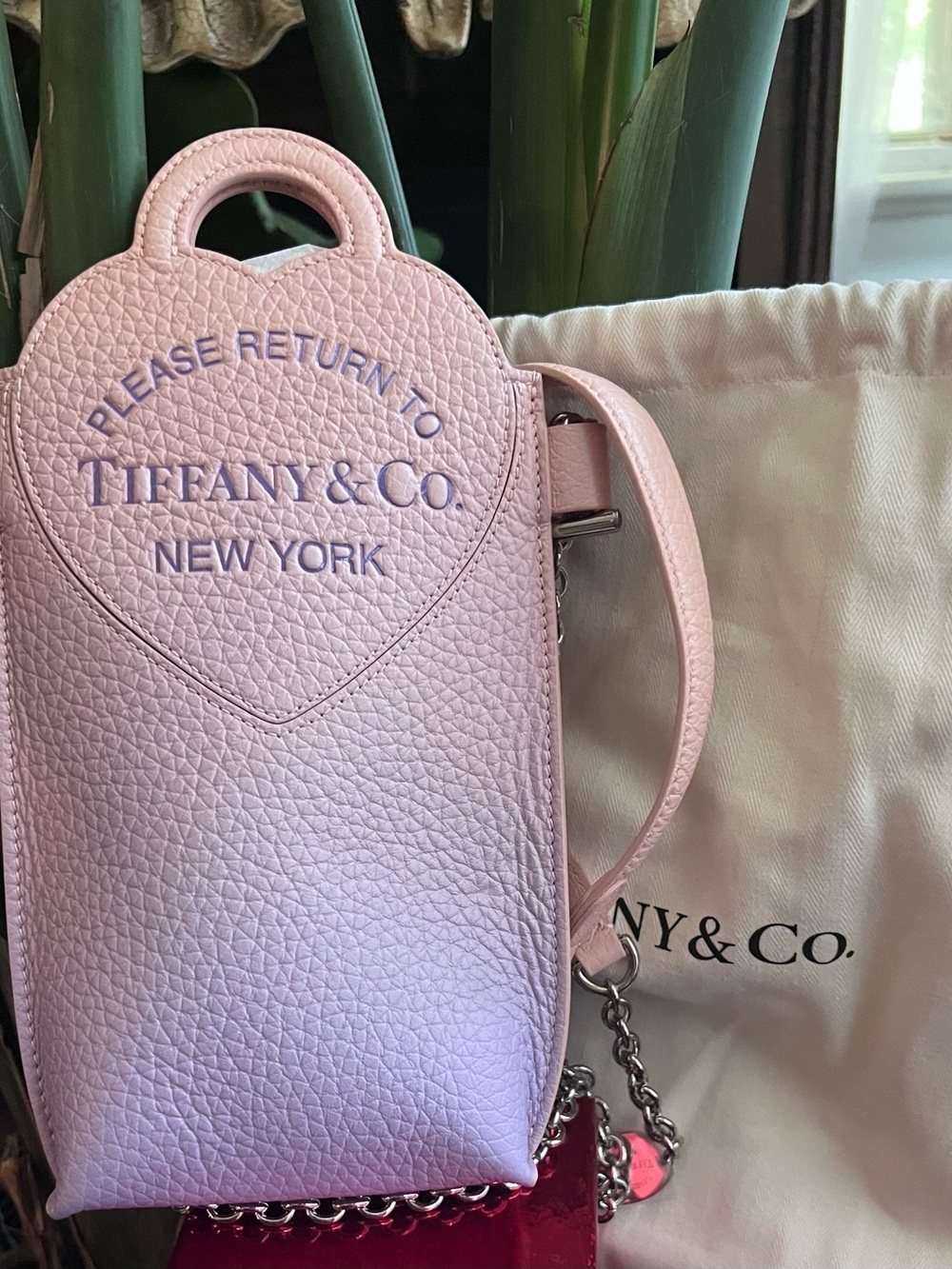 Tiffany & Co. Light Pink Pebbled Leather Heart Crossbody Mini Bag